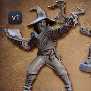 Human Magier Premium dnd Miniature Mini 28 mm auf 100 mm | Hexenmeister Magier Druide Zauberer | Harz 3D Gedruckt | 30037
