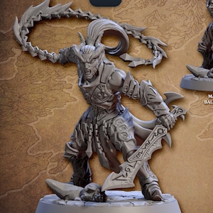 Tiefling Barbarian Premium dnd Miniature Mini 28mm 32mm | Devil Demon Warrior | Resin 3D Printed | 30087
