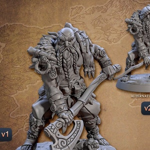 Viking Barbarian Berserker B Premium dnd Miniature Mini Figure Statue | 28mm 32mm to 100mm | 30689