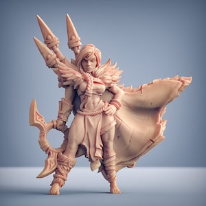 Female Barbarian Warrior Xena | 3D Printed Fantasy Tabletop Miniatures 28mm 32mm up to 100mm |  dnd  20712