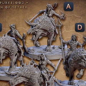 Tiefling Reiter Premium dnd Miniatur 28 mm 32 mm | Teufel Dämon Barde Kämpferin | Harz 3D Gedruckt | 30066_69_v1