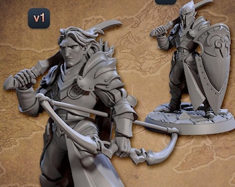 Miniaturas de Elf Ranger DnD compatibles con miniaturas de fantasía de 28 mm y 32 mm / 30718