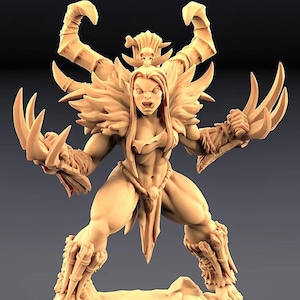 Female Orc Barbarian Shaman v2 Premium dnd Miniature Mini | Resin 3D Printed | 28mm 32mm to 100mm | 30539