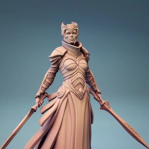 Female Knight Cleric Paladin Premium dnd Miniature Mini Figure Figurine | Sanded & Primed | 28mm 32mm to 100mm | Resin 3D Printed | 30604
