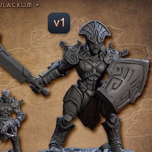 Warforged Golem D Premium 28mm 32mm dnd Miniature | Female Construct Ranger Fighter Warrior Mini | Resin 3D Printed | 30023