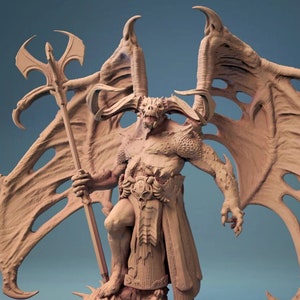 Demon King Prince Lord Orcus Premium dnd Miniature Mini Figure Figurine | Sanded & Primed | 28mm 32mm to 100mm | Resin 3D Printed | 30611