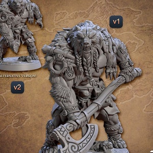 Bearfolk Bear Folk Werebear B Premium dnd Miniature Mini Figure Statue | 28mm 32mm to 100mm | Leonal Ursinal | 30683