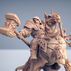 Human Cleric Paladin Knight Cavalry A Premium dnd Mini Miniature | 28mm to 100mm | Resin 3D Printed | 30380