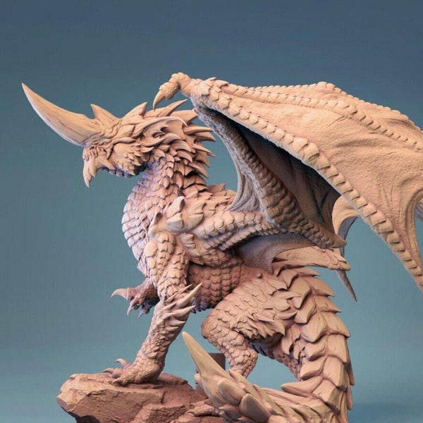 Antiker blauer Drache Premium dnd Miniatur Mini Figur Figur Statue | Geschliffen und grundiert | Harz 3D gedruckt | 30614