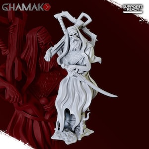 Wraith Necromancer Undead Lich Premium dnd Miniature Mini Figurine Figure | 28mm 32mm 100mm | Resin 3D Printed | 40314