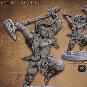 Female Viking Barbarian Berserker F Premium dnd Miniature Mini Figure Statue | 28mm 32mm to 100mm | 30693