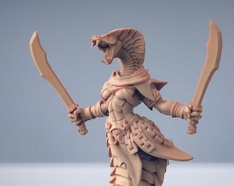 Serpentfolk Fighter C Miniaturas DnD compatibles con miniaturas de fantasía de 28 mm y 32 mm / 30279