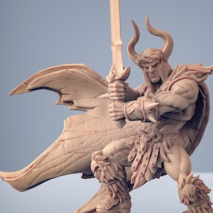 Viking Barbarian Warrior Premium dnd Miniature Mini Fighter | Resin 3D Printed | 28mm 32mm to 100mm | 30263