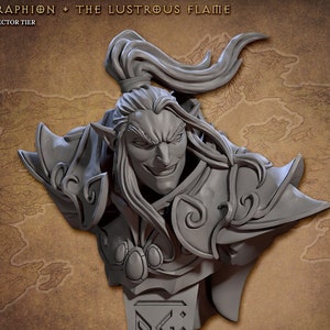 Dark Elf Bust Statue Sculpture Fantasy Resin 3D Printed 1:16 scale | 30803