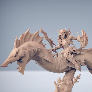 Triton Eel Rider B Premium dnd Miniature Mini Fishfolk | Resin 3D Printed | 28mm 32mm to 100mm | 30315