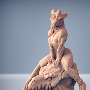 Female Dragonborn Beauty Pin Up v2 Premium 3D Printed dnd Miniature Mini | Ready to be Painted | 28mm to 100mm | 30553