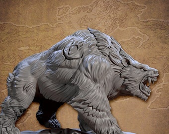 Grizzly Kodiak Bear DnD Miniatures compatible with 28mm 32mm tabletop fantasy minis | 30687