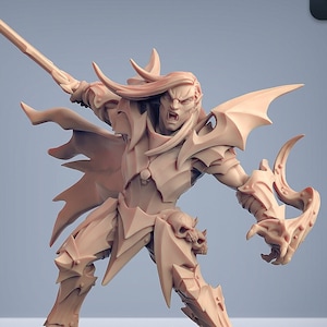 Vampire Fighter A Premium dnd Miniature Mini | Vampire Warrior Lord | 28mm 32mm up to 100mm | Resin 3D Printed | 30251
