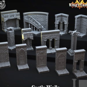 Castle Walls Set Premium dnd Miniature Mini | 28mm 32mm to 100mm | Resin 3D Printed | 41435_45