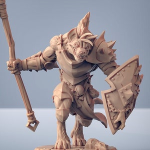 Gnoll Warrior B Premium dnd Miniature Mini Fighter | Resin 3D Printed | 28mm 32mm to 100mm | 30295