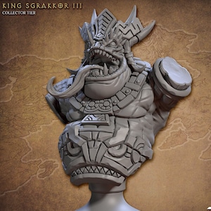 Grung King Bust Statue Sculpture Fantasy Resin 3D Printed 1:16 scale | 30835