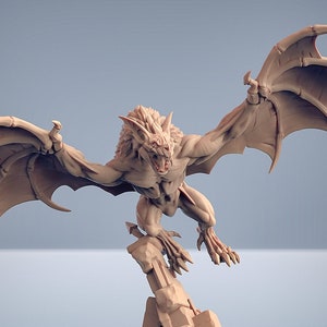 Flying Demon D Premium dnd Monster Miniature Mini Figure Figurina Resina Stampata in 3D 28 mm 32 mm a 100 mm / 30248_C
