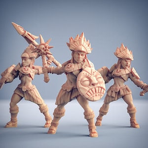 3x Female Incas Warriors | Premium 3D Printed Tabletop Miniatures 28mm to 100mm |   dnd   20728