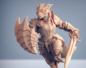 Miniature DnD Paladina Dragonide femmina compatibili con miniature fantasy da 28 mm e 32 mm / 30549