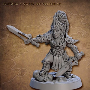 Gnome Queen Premium dnd Tabletop 28mm 32mm Miniature | Gnome Princess Female Fighter Warrior | Resin 3D Printed | 30008