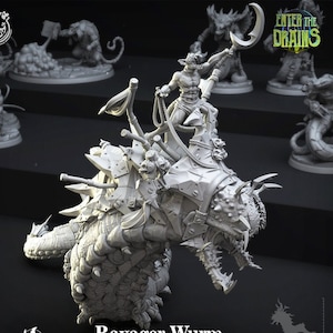 Rat Ravager Wurm Rider Premium dnd Miniature Mini | 28mm 32mm to 100mm | Resin 3D Printed | 41407