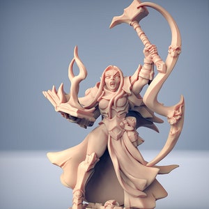 Dark Elf Female Wizard Druid Sorceress Warlock Premium dnd Miniature Mini Figurine Figure 28mm 32mm to 100mm | 30844
