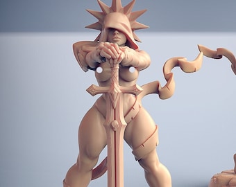 Paladín clérigo femenino Miniaturas DnD compatibles con miniaturas de fantasía de mesa de 28 mm y 32 mm / 30379