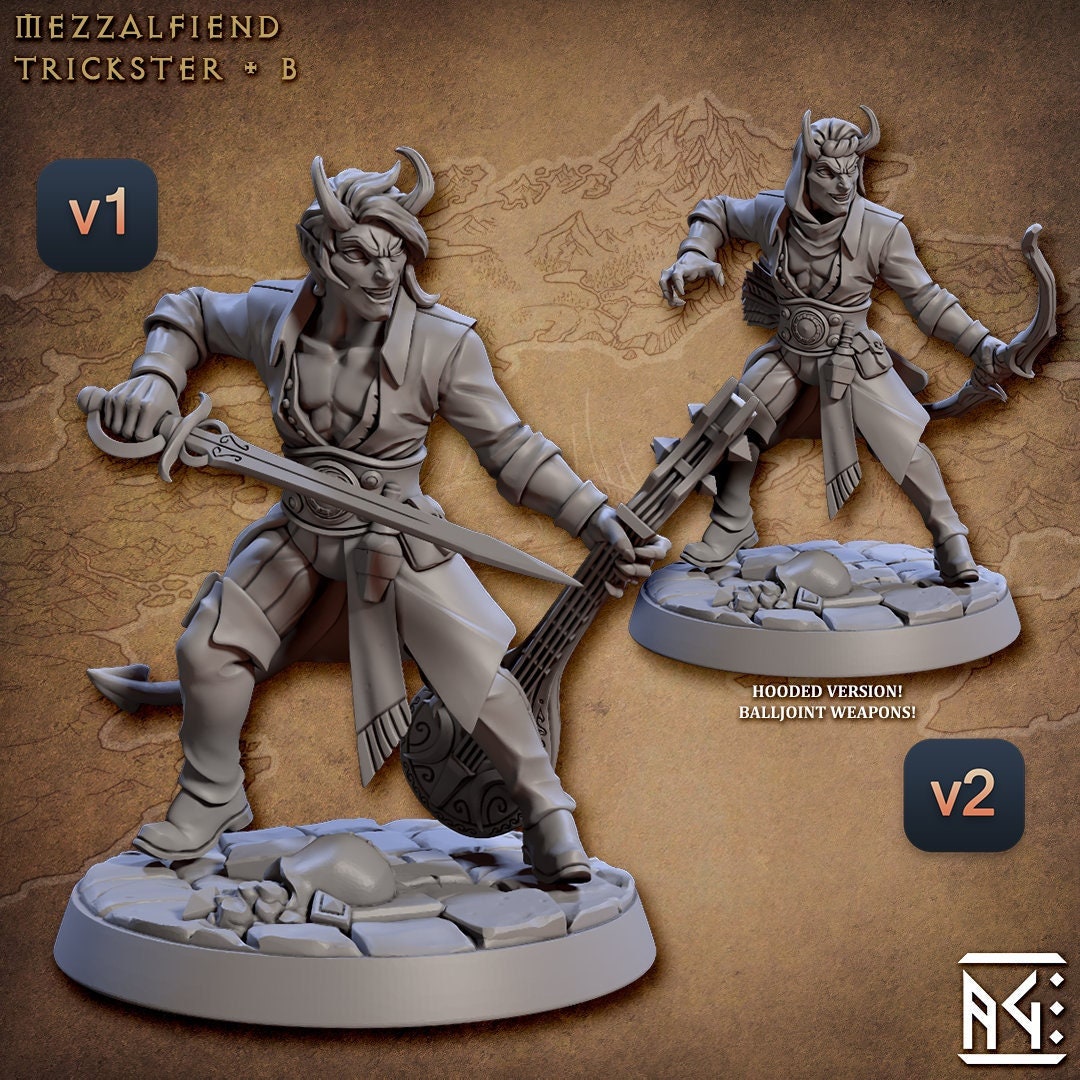 Tiefling Bard Dnd Miniatures Compatible With 28mm 32mm Fantasy Minis ...