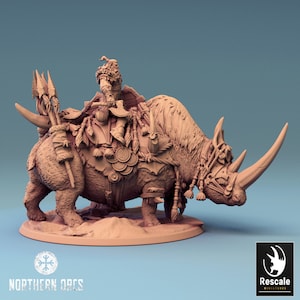 Ork Barbarian Warchief Rider v2 DnD Miniaturen kompatibel mit 28 mm 32 mm Fantasy Minis | 44631