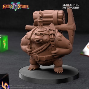 Mole Miner Barbarian V2 Premium dnd Miniature Mini | Resin 3D Printed | 28mm 32mm up to 100mm | 45135