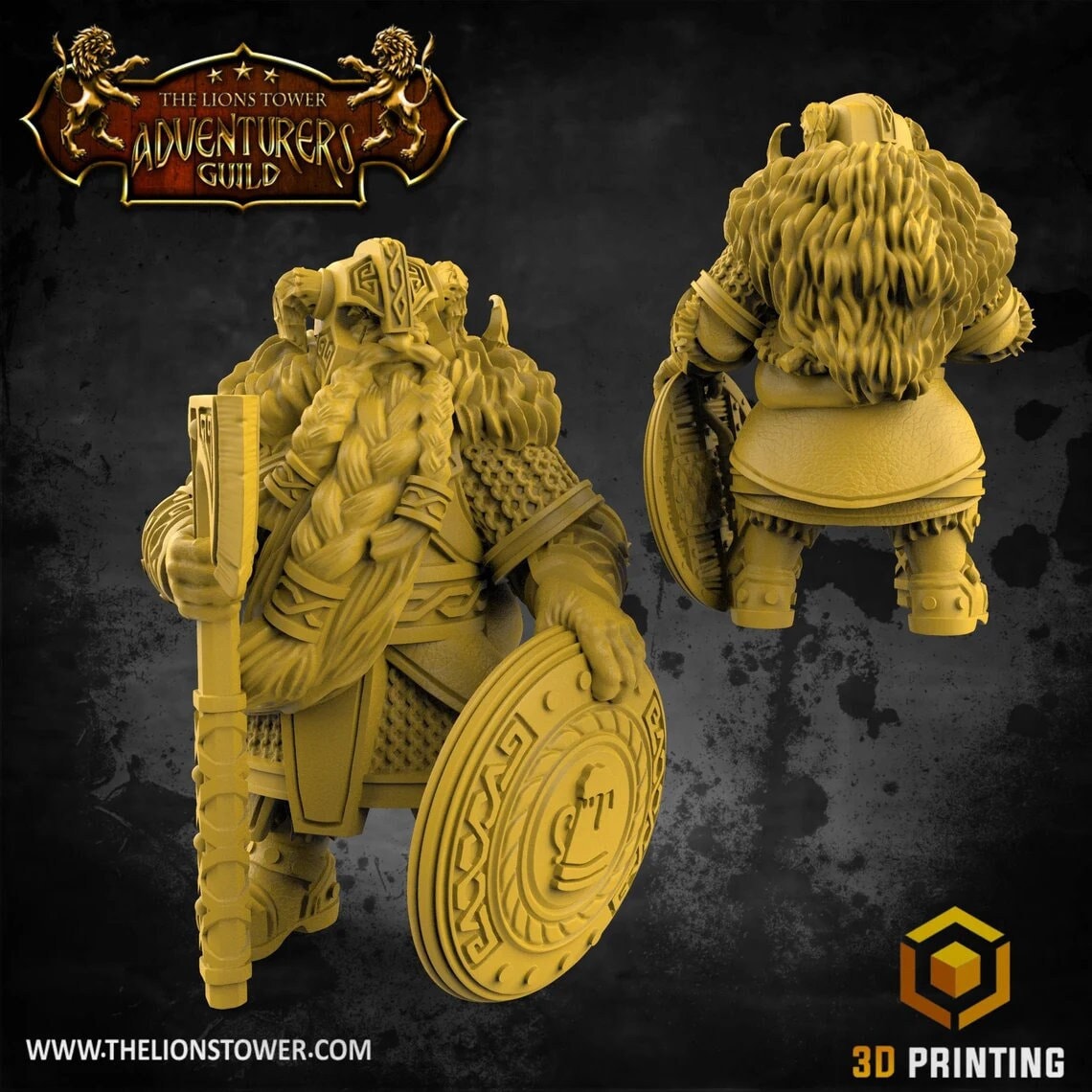 Dwarf Dwarven Warrior  | Premium 3D Printed Fantasy Tabletop Miniatures 28mm 32mm up to 100mm |  DnD  20799
