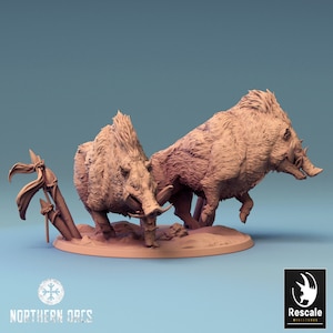 Diorama Boar Miniature v7 Premium dnd Miniature Mini | Resin 3D Printed | 28mm 32mm up to 100mm | 44598