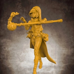 Female Wizard Sorcerer | Premium 3D Printed Fantasy Tabletop Miniatures 28mm 32mm up to 100mm |  dnd  20385