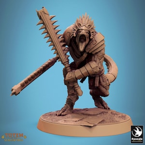 Lizardfolk Lizardman v25 Premium dnd Miniature Mini | Lizardmen Lizardman | Resin 3D Printed | 46525
