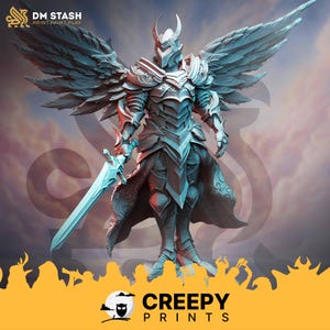 Aasimar Paladin DnD miniatures compatible with 28mm 32mm tabletop fantasy minis 50122 DM1023