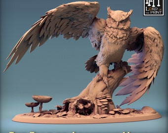 Owl v4 Premium dnd Miniature Mini Unchained | Sanded & Primed | Resin 3D Printed | 28mm 32mm up to 100mm | 44056