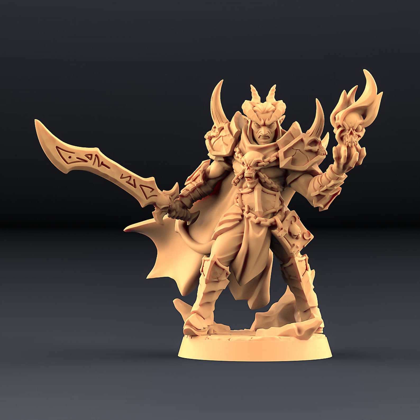 Demon Commander Warrior Premium 3D Printed Fantasy Tabletop - Etsy