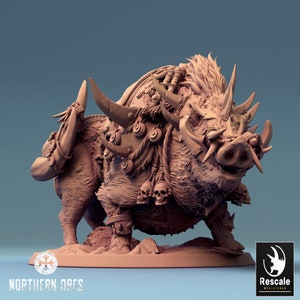 Boar Armored Miniature Saddle v2 Premium dnd Miniature Mini | Resin 3D Printed | 28mm 32mm up to 100mm | 44582