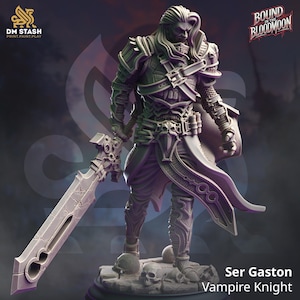 Paladino Cavaleiro Vampiro Lorde Premium dnd Miniatura Mini | Resina Impressa em 3D | Guerreiro Lutador Conde Vampiro | 28 mm 32 mm até 100 mm | 50470