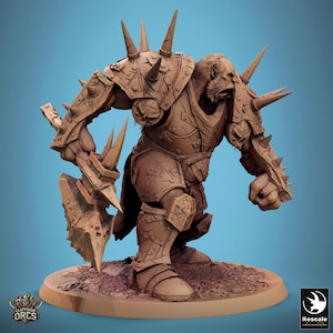 Orc Barbarian Chief Boss Premium dnd Miniature Mini | Resin 3D Printed | 28mm 32mm up to 100mm | 46261
