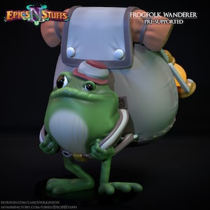 Cute Frog Folk Traveler Premium dnd Miniature Mini | Resin 3D Printed | 28mm 32mm up to 100mm | 45025