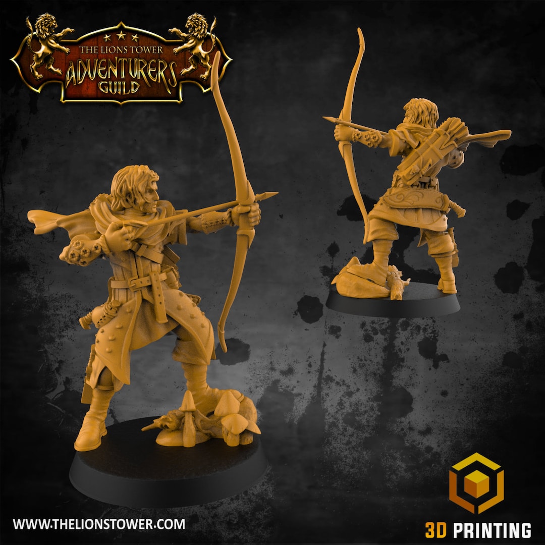 Human Archer Ranger V1 Dnd Miniatures Compatible With 28mm 32mm Fantasy ...