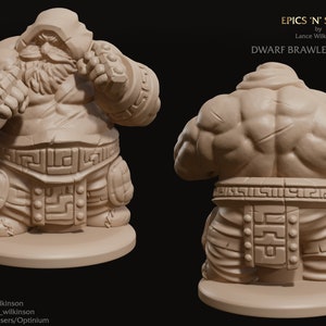 Dwarf Dwarven Brawler | Premium 3D Printed Fantasy Tabletop Miniatures 28mm 32mm up to 100mm |    dnd  20082