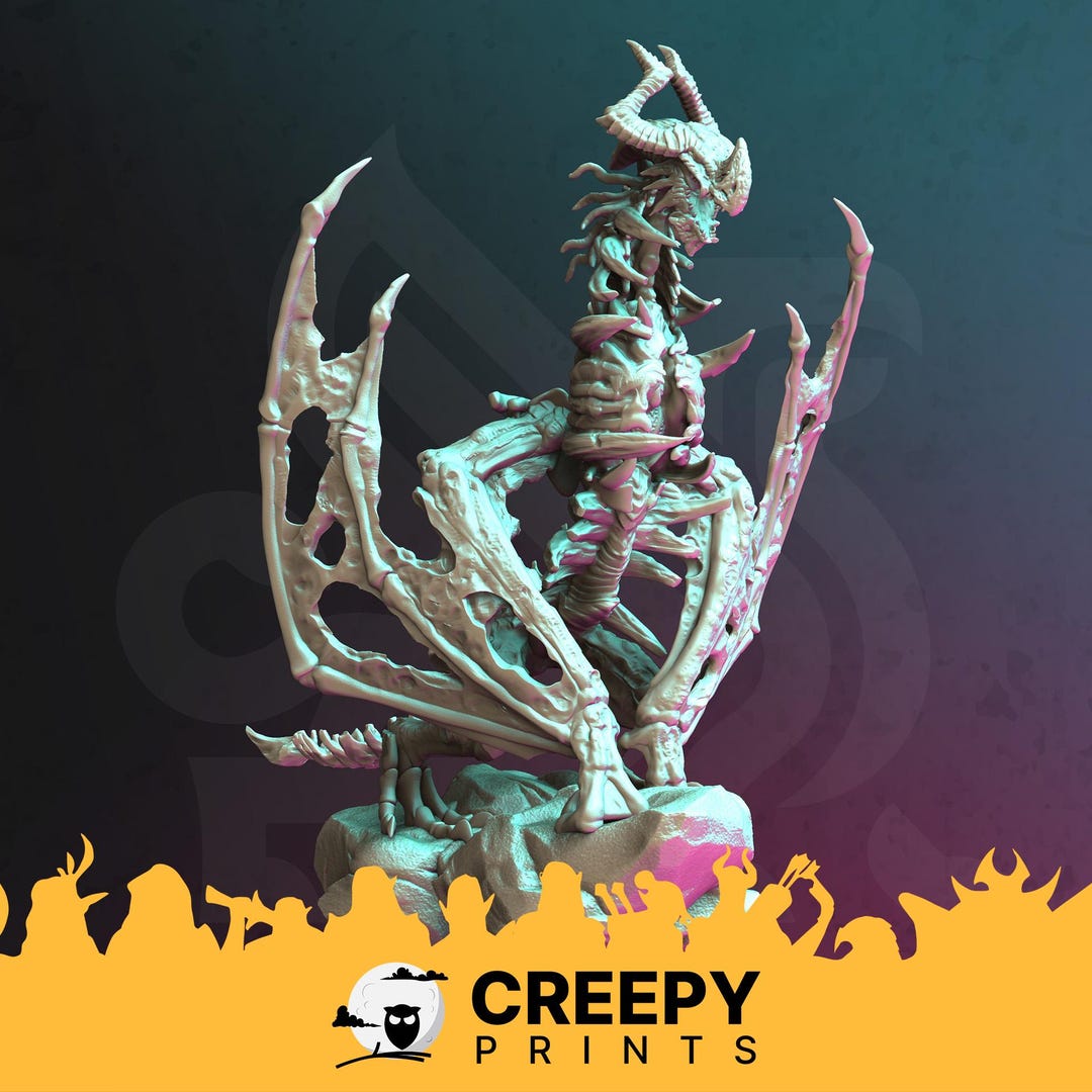 Bone Dragon Dracolich Dnd Miniatures Compatible With 28mm 32mm Tabletop ...