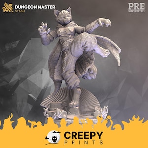 Tabaxi Monk DnD-miniaturen compatibel met fantasieminis van 28 mm en 32 mm op tafel 50315 DM1121